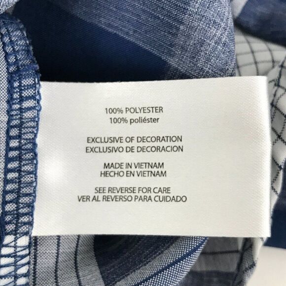 Orvis Button Up Shirt Men's Large Short Sleeve 100% Polyester Blue Plaid - Picture 8 of 9